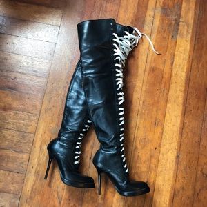 Haider Ackerman Leather Over Knee Boots